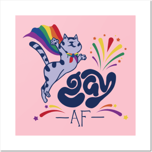 Gay AF cat pride Posters and Art